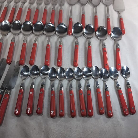 51 IKEA Red Stainless Steel Cutlery Flatware Serving Utensils Fork Spoon Knife - Picture 4 of 14